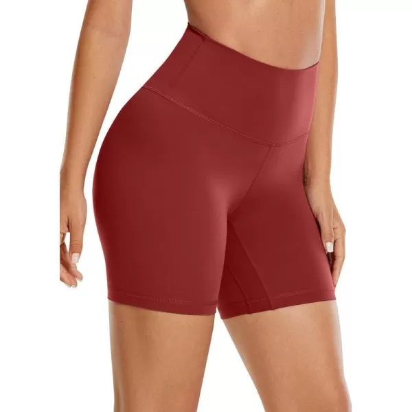 CRZ YOGA Womens Brushed Naked Feeling Biker Shorts 4  6  8  High Waist Matte Workout Gym Running Spandex ShortsDeep Wine