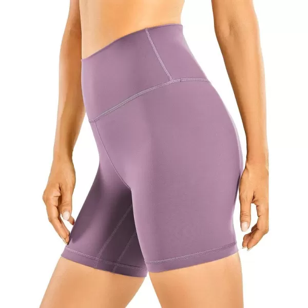 CRZ YOGA Womens Brushed Naked Feeling Biker Shorts 4  6  8  High Waist Matte Workout Gym Running Spandex ShortsMatt Purple