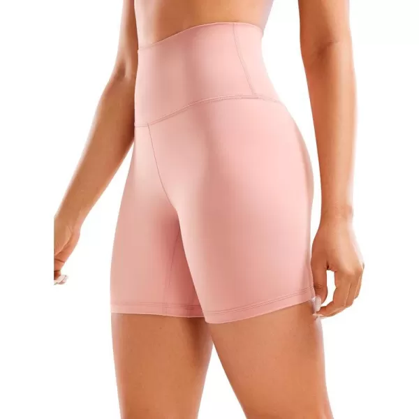 CRZ YOGA Womens Brushed Naked Feeling Biker Shorts 4  6  8  High Waist Matte Workout Gym Running Spandex ShortsPink Puff