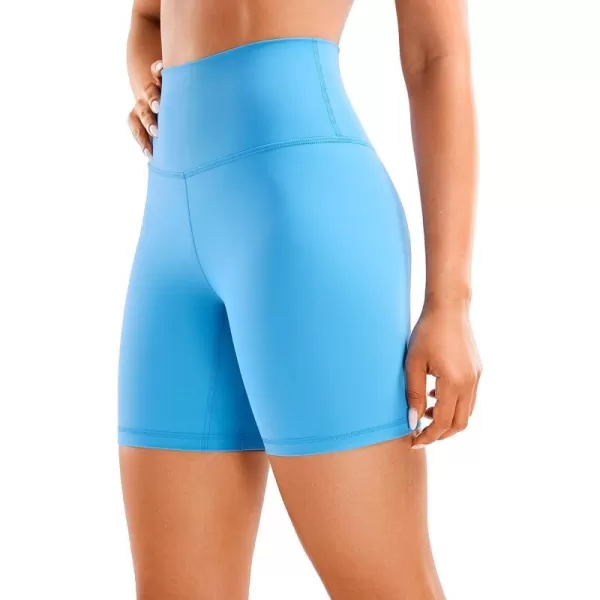 CRZ YOGA Womens Brushed Naked Feeling Biker Shorts 4  6  8  High Waist Matte Workout Gym Running Spandex ShortsSerenity Blue