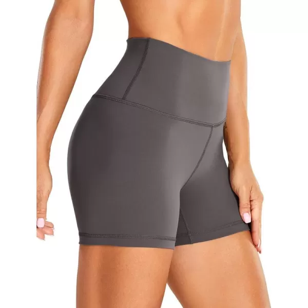 CRZ YOGA Womens Brushed Naked Feeling Biker Shorts 4  6  8  High Waist Matte Workout Gym Running Spandex ShortsTornado Grey