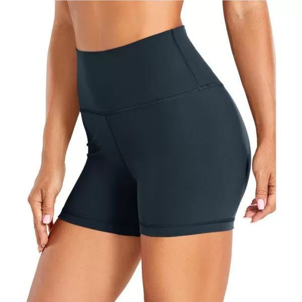 CRZ YOGA Womens Brushed Naked Feeling Biker Shorts 4  6  8  High Waist Matte Workout Gym Running Spandex ShortsTrue Navy