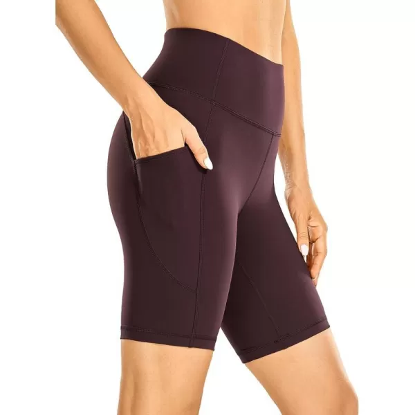 CRZ YOGA Womens Brushed Naked Feeling Biker Shorts 6  8  High Waist Matte Workout Gym Spandex Shorts Side PocketsDark Russet