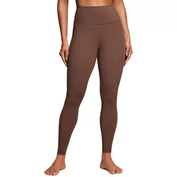 CRZ YOGA Womens Brushed Naked Feeling Workout Leggings 25  28 High Waisted Gym Compression Tummy Control Yoga PantsCoffee Brown