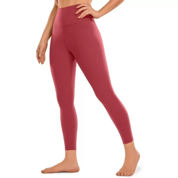 CRZ YOGA Womens Brushed Naked Feeling Workout Leggings 25  28 High Waisted Gym Compression Tummy Control Yoga PantsDeep Wine