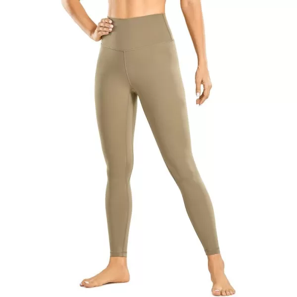 CRZ YOGA Womens Brushed Naked Feeling Workout Leggings 25  28 High Waisted Gym Compression Tummy Control Yoga PantsKhaki Fog