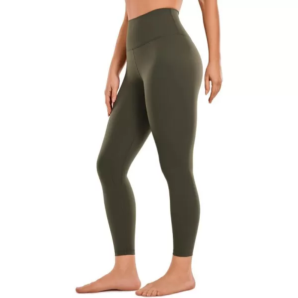 CRZ YOGA Womens Brushed Naked Feeling Workout Leggings 25  28 High Waisted Gym Compression Tummy Control Yoga PantsOlive Green