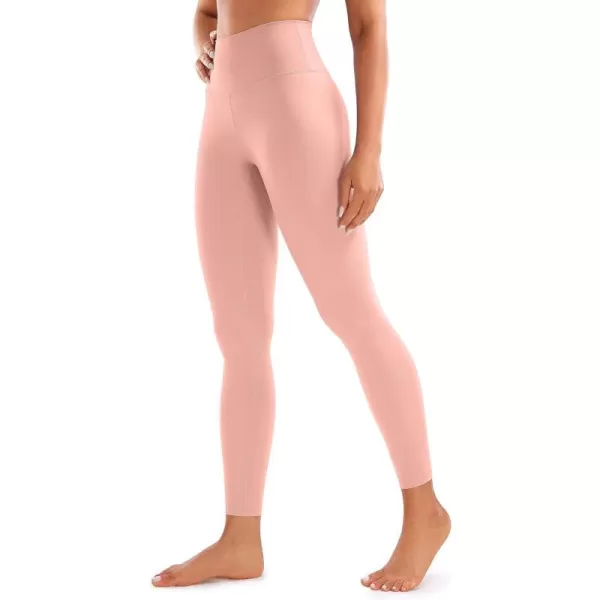 CRZ YOGA Womens Brushed Naked Feeling Workout Leggings 25  28 High Waisted Gym Compression Tummy Control Yoga PantsPink Puff