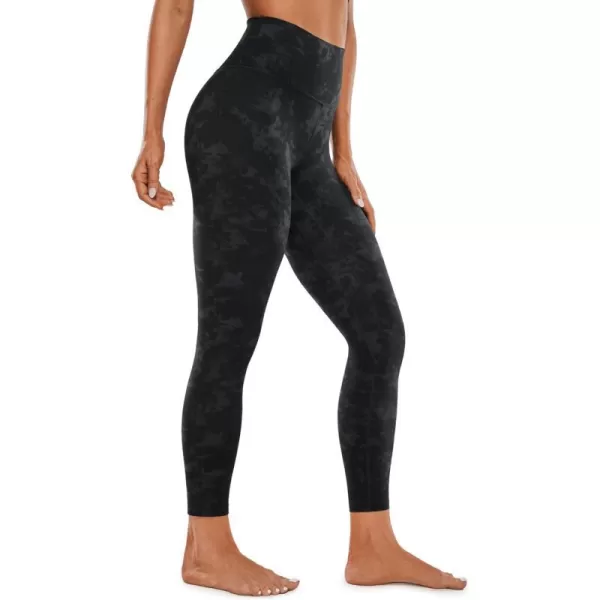 CRZ YOGA Womens Brushed Naked Feeling Workout Leggings 25  28 High Waisted Gym Compression Tummy Control Yoga PantsTie Dye Smoke Ink