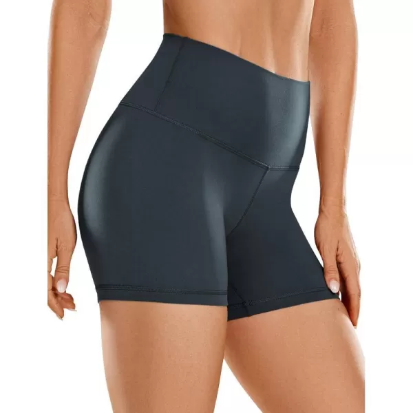 CRZ YOGA Womens ButterLuxe Biker Shorts 4 Inches  High Waisted Workout Running Volleyball Spandex Yoga ShortsDark Green