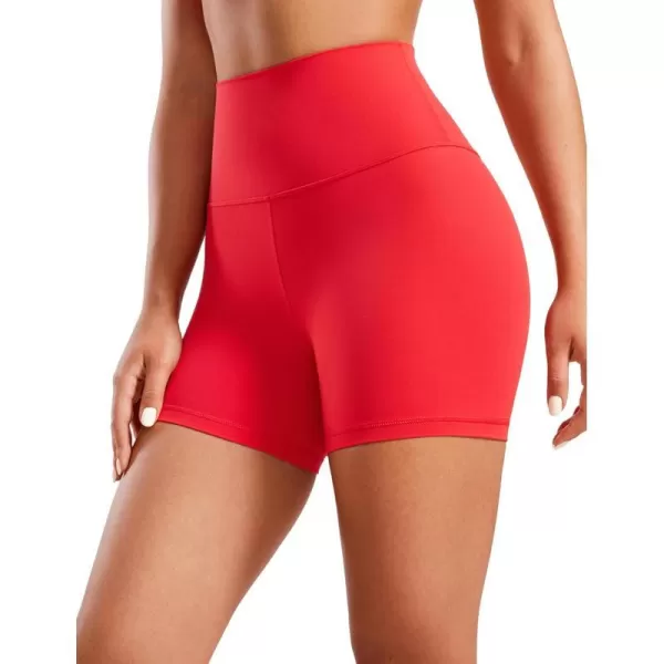 CRZ YOGA Womens ButterLuxe Biker Shorts 4 Inches  High Waisted Workout Running Volleyball Spandex Yoga ShortsDeep Red