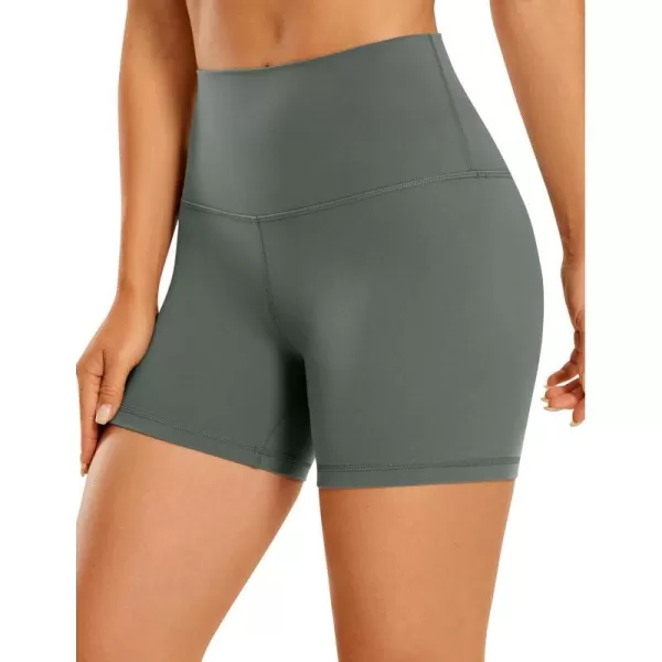 CRZ YOGA Womens ButterLuxe Biker Shorts 4 Inches  High Waisted Workout Running Volleyball Spandex Yoga ShortsGrey Sage