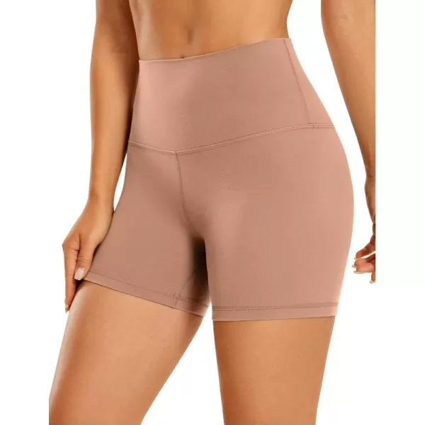 CRZ YOGA Womens ButterLuxe Biker Shorts 4 Inches  High Waisted Workout Running Volleyball Spandex Yoga ShortsMocha Mousse