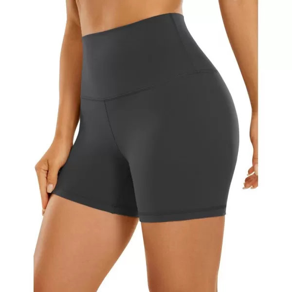 CRZ YOGA Womens ButterLuxe Biker Shorts 4 Inches  High Waisted Workout Running Volleyball Spandex Yoga ShortsMysterious Grey