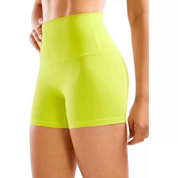 CRZ YOGA Womens ButterLuxe Biker Shorts 4 Inches  High Waisted Workout Running Volleyball Spandex Yoga ShortsNeon Yellow