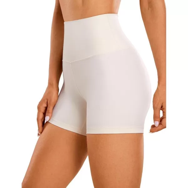 CRZ YOGA Womens ButterLuxe Biker Shorts 4 Inches  High Waisted Workout Running Volleyball Spandex Yoga ShortsWhite Apricot