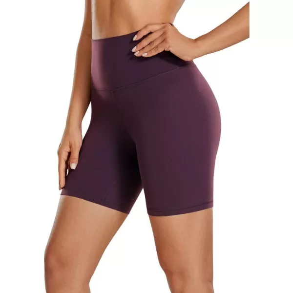 CRZ YOGA Womens ButterLuxe Biker Shorts 6 Inches  High Waisted Workout Running Volleyball Spandex Yoga ShortsDeep Purple