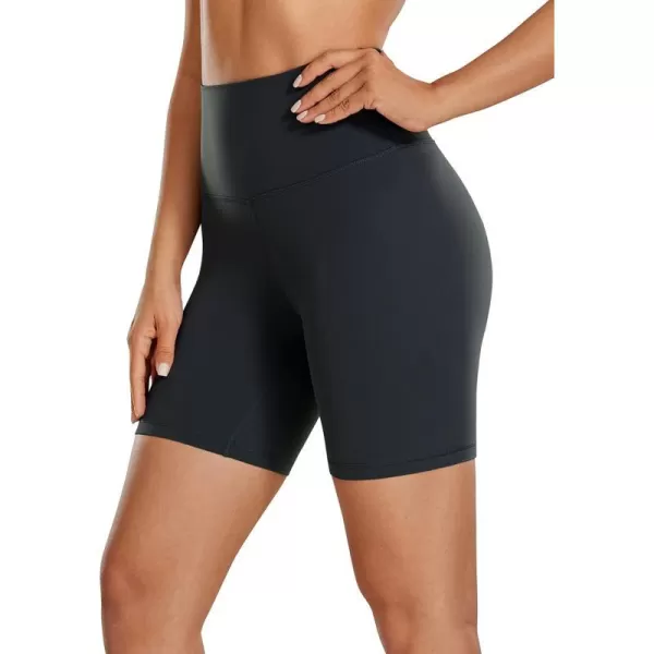 CRZ YOGA Womens ButterLuxe Biker Shorts 6 Inches  High Waisted Workout Running Volleyball Spandex Yoga ShortsMelanite