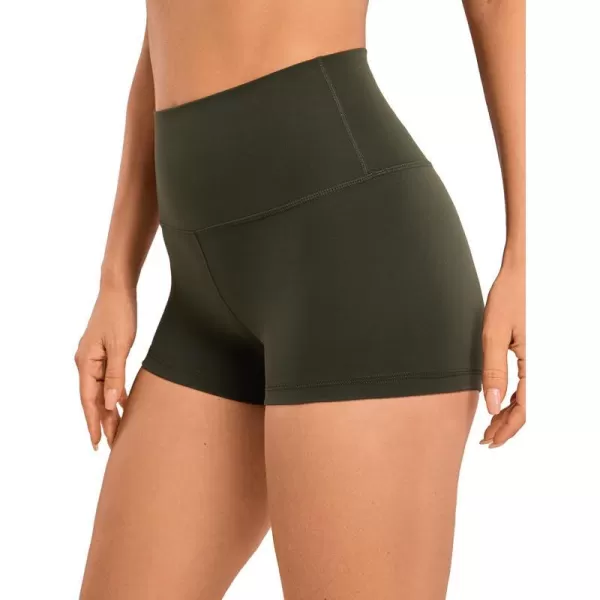 CRZ YOGA Womens Butterluxe Biker Shorts 25  4  6  8  High Waisted Booty Workout Volleyball Yoga SpandexOlive Green