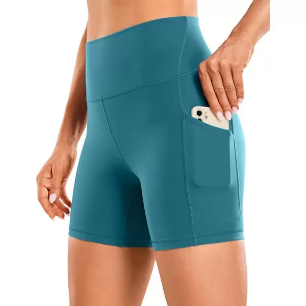 CRZ YOGA Womens Butterluxe Biker Shorts with Pockets 3  5  8  High Waisted Volleyball Workout Yoga ShortsBorealis Green