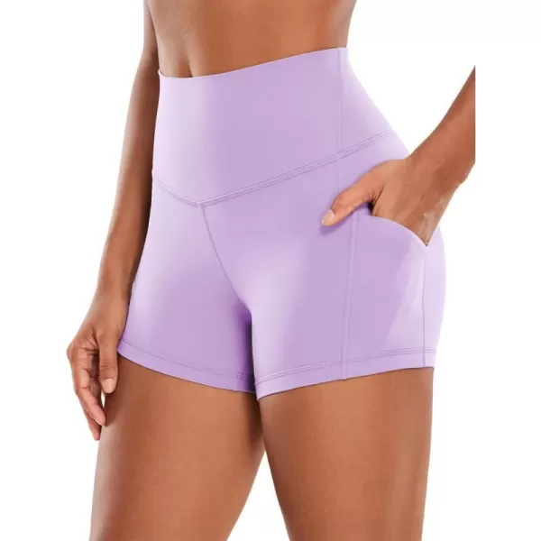 CRZ YOGA Womens Butterluxe Biker Shorts with Pockets 3  5  8  High Waisted Volleyball Workout Yoga ShortsElfin Purple