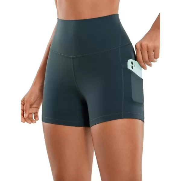 CRZ YOGA Womens Butterluxe Biker Shorts with Pockets 3  5  8  High Waisted Volleyball Workout Yoga ShortsForest Dark Green