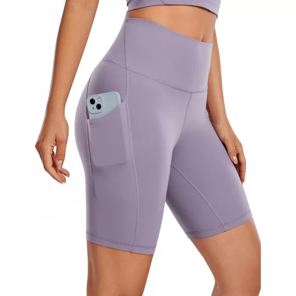 CRZ YOGA Womens Butterluxe Biker Shorts with Pockets 3  5  8  High Waisted Volleyball Workout Yoga ShortsLavender Mist