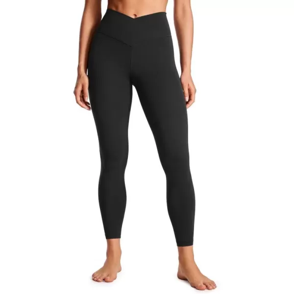 CRZ YOGA Womens Butterluxe Cross Waist Workout Leggings 25  28  V Crossover High Waisted Gym Athletic Yoga LeggingsBlack