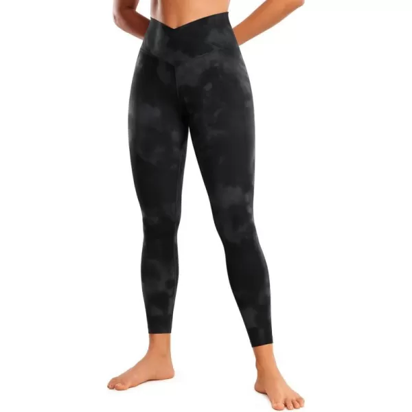 CRZ YOGA Womens Butterluxe Cross Waist Workout Leggings 25  28  V Crossover High Waisted Gym Athletic Yoga LeggingsBlack Tie Dye Flowers