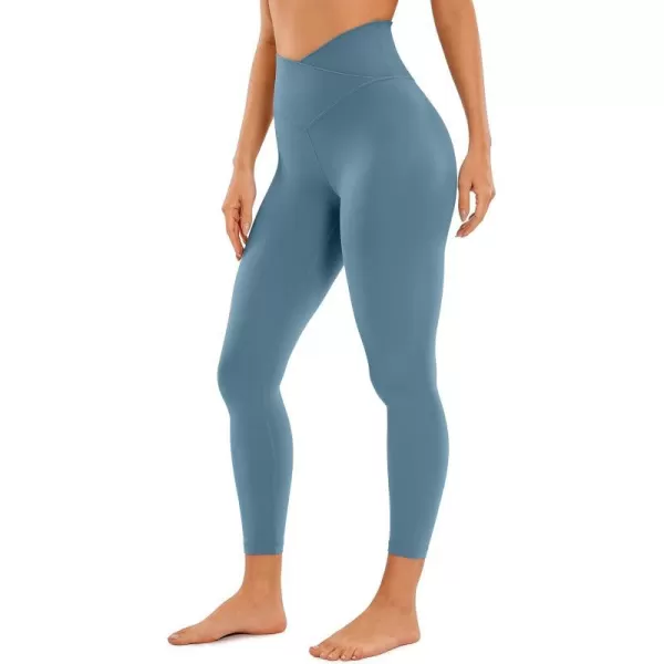 CRZ YOGA Womens Butterluxe Cross Waist Workout Leggings 25  28  V Crossover High Waisted Gym Athletic Yoga LeggingsBlue Ashes