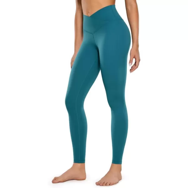 CRZ YOGA Womens Butterluxe Cross Waist Workout Leggings 25  28  V Crossover High Waisted Gym Athletic Yoga LeggingsBorealis Green