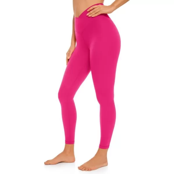 CRZ YOGA Womens Butterluxe Cross Waist Workout Leggings 25  28  V Crossover High Waisted Gym Athletic Yoga LeggingsGranita Pink