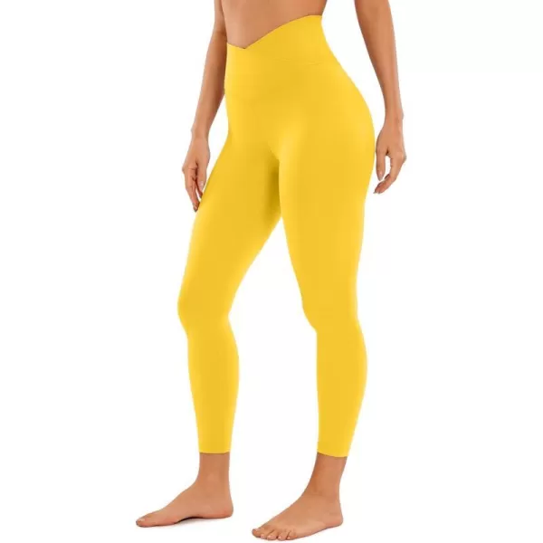 CRZ YOGA Womens Butterluxe Cross Waist Workout Leggings 25  28  V Crossover High Waisted Gym Athletic Yoga LeggingsHigh Visibility Yellow