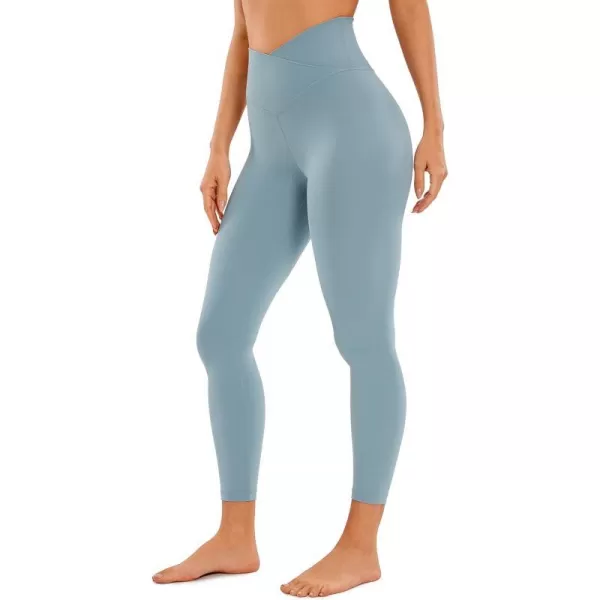 CRZ YOGA Womens Butterluxe Cross Waist Workout Leggings 25  28  V Crossover High Waisted Gym Athletic Yoga LeggingsLight Grayish Blue