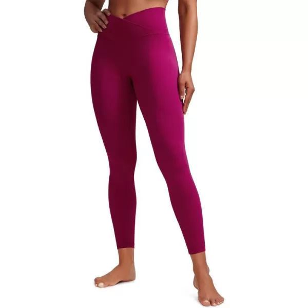 CRZ YOGA Womens Butterluxe Cross Waist Workout Leggings 25  28  V Crossover High Waisted Gym Athletic Yoga LeggingsMagenta Purple