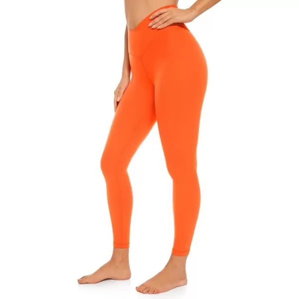 CRZ YOGA Womens Butterluxe Cross Waist Workout Leggings 25  28  V Crossover High Waisted Gym Athletic Yoga LeggingsNeon Orange