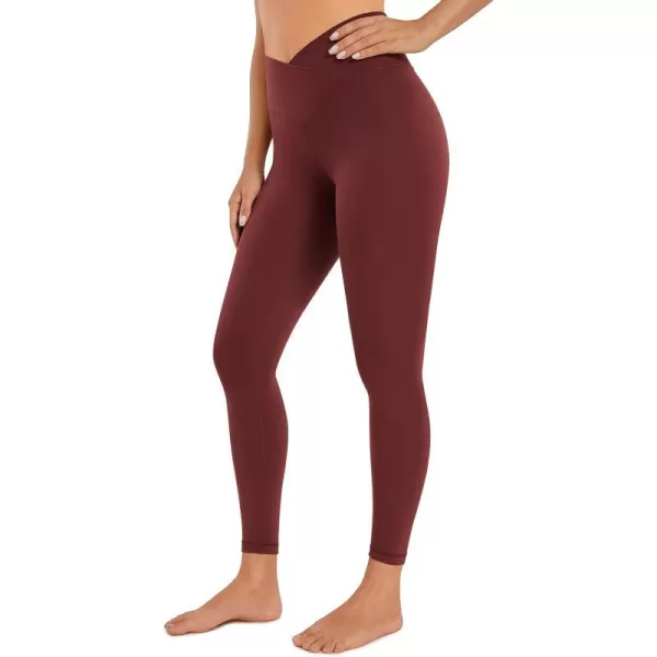 CRZ YOGA Womens Butterluxe Cross Waist Workout Leggings 25  28  V Crossover High Waisted Gym Athletic Yoga LeggingsNoctilucence Red