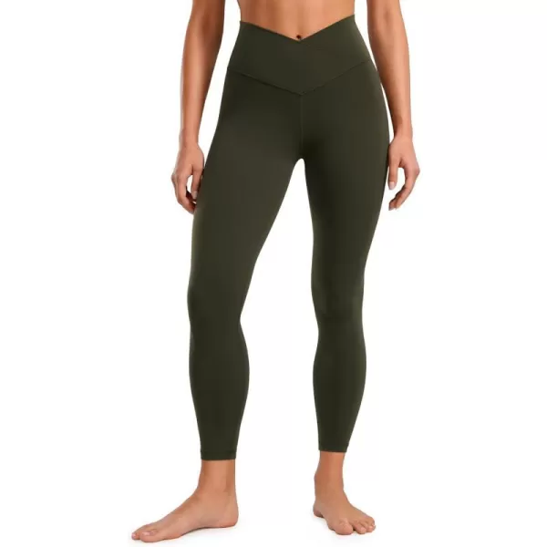 CRZ YOGA Womens Butterluxe Cross Waist Workout Leggings 25  28  V Crossover High Waisted Gym Athletic Yoga LeggingsOlive Green