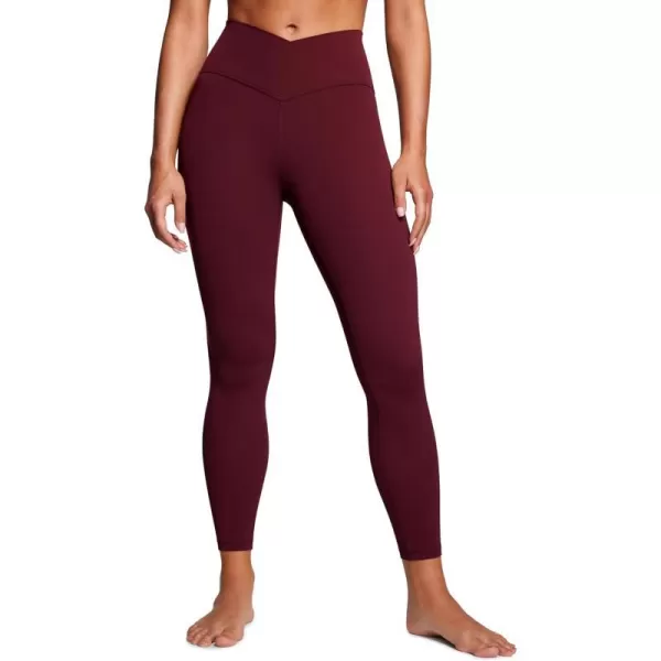 CRZ YOGA Womens Butterluxe Cross Waist Workout Leggings 25  28  V Crossover High Waisted Gym Athletic Yoga LeggingsRed Merlot