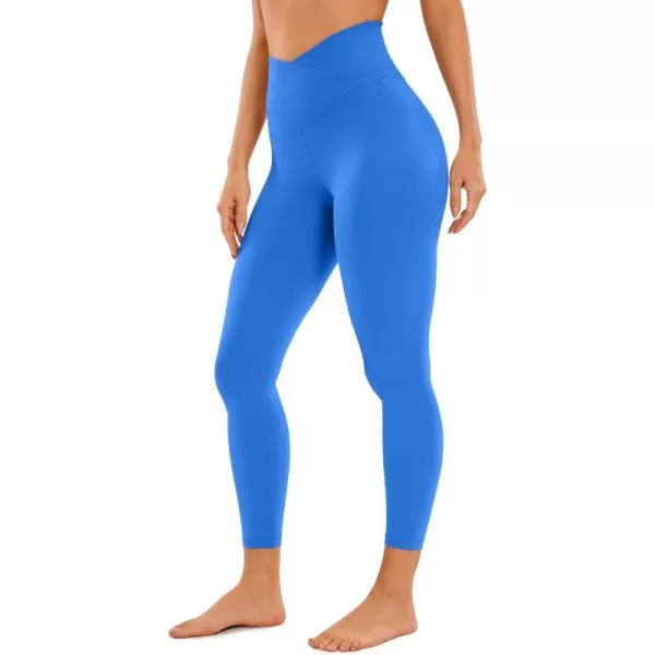 CRZ YOGA Womens Butterluxe Cross Waist Workout Leggings 25  28  V Crossover High Waisted Gym Athletic Yoga LeggingsSparkle Blue