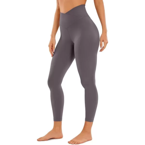 CRZ YOGA Womens Butterluxe Cross Waist Workout Leggings 25  28  V Crossover High Waisted Gym Athletic Yoga LeggingsTornado Grey