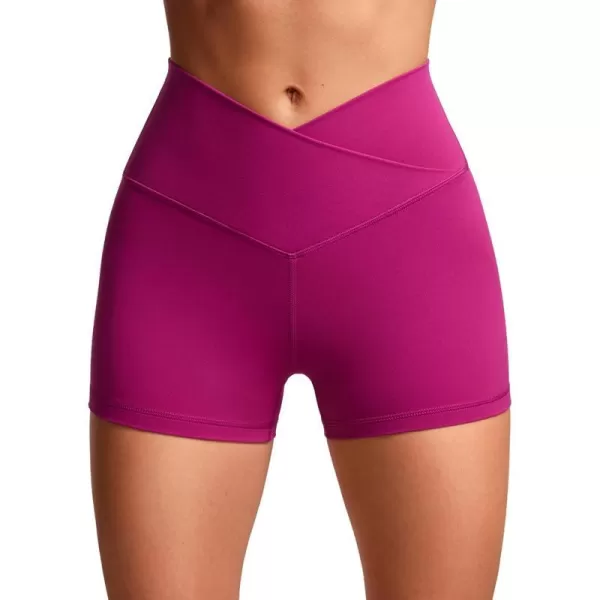 CRZ YOGA Womens Butterluxe Crossover Biker Shorts 3  5  Criss Cross High Waisted Workout Yoga Shorts Buttery SoftMagenta Purple