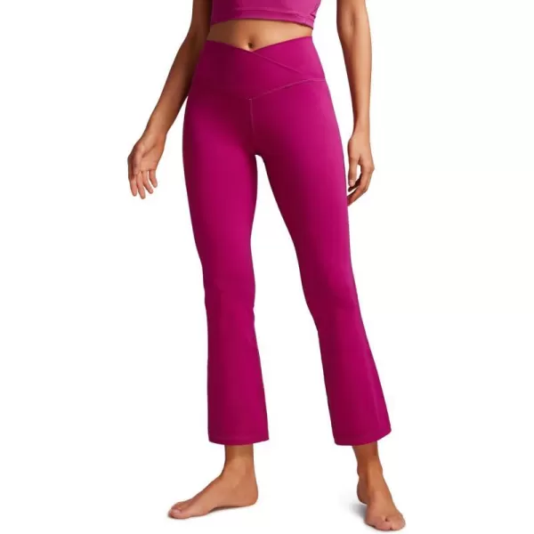 CRZ YOGA Womens Butterluxe Crossover Flare Capris Leggings 256  High Waist V Cross Bootcut Lounge Casual Yoga Pants256 inches Magenta Purple