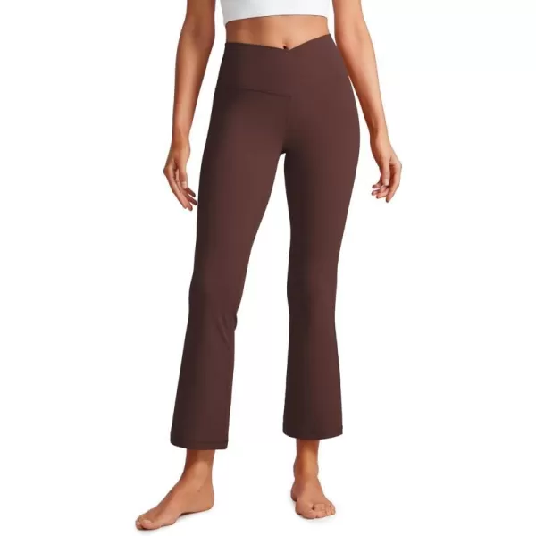 CRZ YOGA Womens Butterluxe Crossover Flare Capris Leggings 256  High Waist V Cross Bootcut Lounge Casual Yoga Pants256 inches Taupe