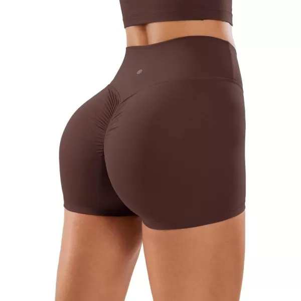 CRZ YOGA Womens Butterluxe Crossover Scrunch Butt Biker Shorts 3  5  High Waist No Front Seam Workout Yoga Booty ShortsTaupe