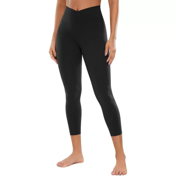 CRZ YOGA Womens Butterluxe Crossover Workout Capri Leggings 23 Inches  High Waist V Cross Crop Gym Yoga PantsBlack