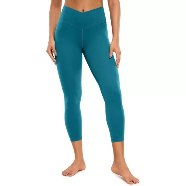 CRZ YOGA Womens Butterluxe Crossover Workout Capri Leggings 23 Inches  High Waist V Cross Crop Gym Yoga PantsBorealis Green