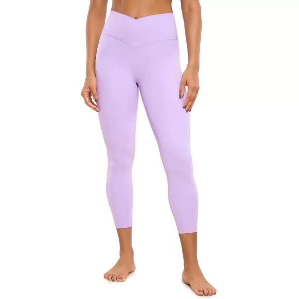 CRZ YOGA Womens Butterluxe Crossover Workout Capri Leggings 23 Inches  High Waist V Cross Crop Gym Yoga PantsElfin Purple