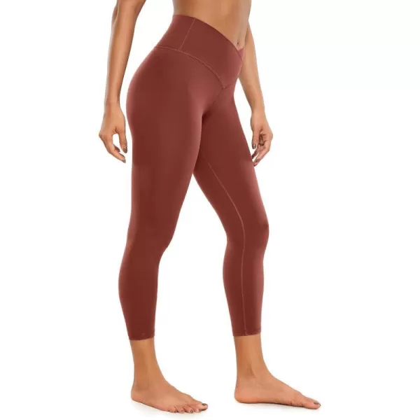 CRZ YOGA Womens Butterluxe Crossover Workout Capri Leggings 23 Inches  High Waist V Cross Crop Gym Yoga PantsJujube Brown