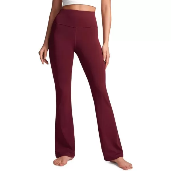 CRZ YOGA Womens Butterluxe High Waist Flare Pants 32 Inches  Wide Leg Bootcut Yoga Pants with Pocket Soft Lounge Casual32 Height 55  58 Red Merlot